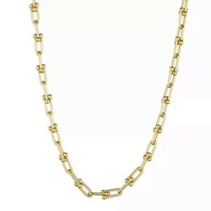 Gold Chain Link Chunky Sterling Silver Necklace